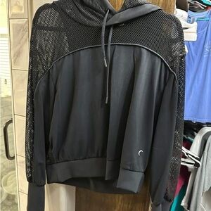 Chic Black Hoodie with Mesh Details